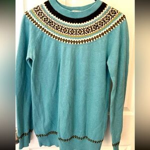 Boden Fair isle Pullover Knit Sweater 100% Wool Crew Neck Women US 10